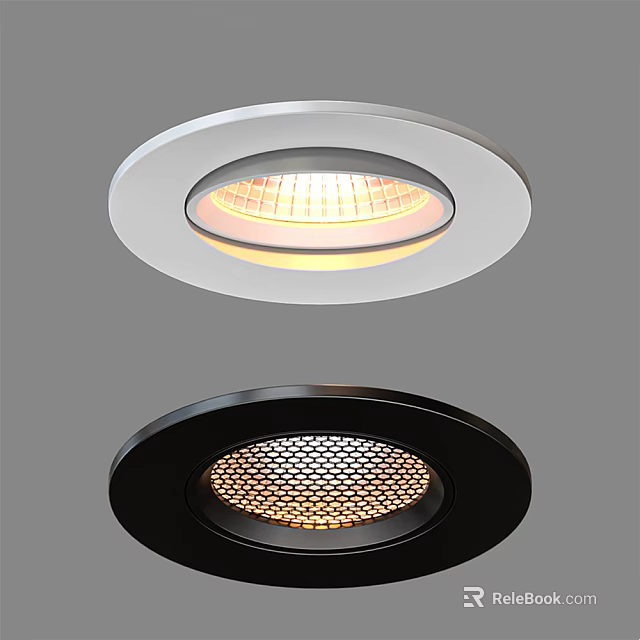 White and Black Recessed Downlight Spotlight with Modern Design and Warm Light 3d model 