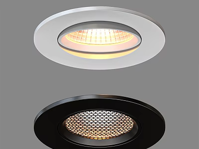White and Black Recessed Downlight Spotlight with Modern Design and Warm Light 3d model