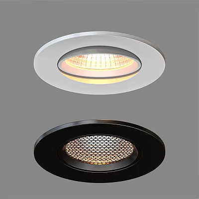 White and Black Recessed Downlight Spotlight with Modern Design and Warm Light 3d model