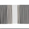 Gray and White Curtains with Various Textures by Window and Displayed Fabric Samples 3d model