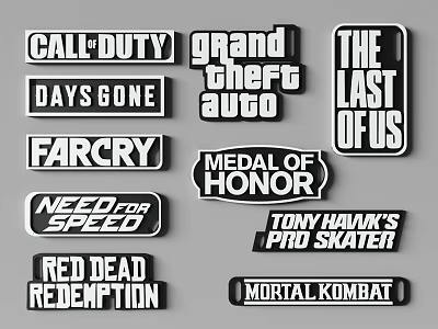 Gaming Billboard Showcasing Popular Video Game Titles Including Call of Duty and Grand Theft Auto 3d model