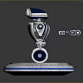 Robot Equipment With Metallic Body Blue Display Screen And Circular Platform Base 3d model