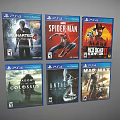 PS4 Game Case Collection Featuring Action Adventure And Open World Games 3d model