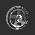 Black Automotive Tire With Chrome Alloy Wheel Rim And Spoke Design