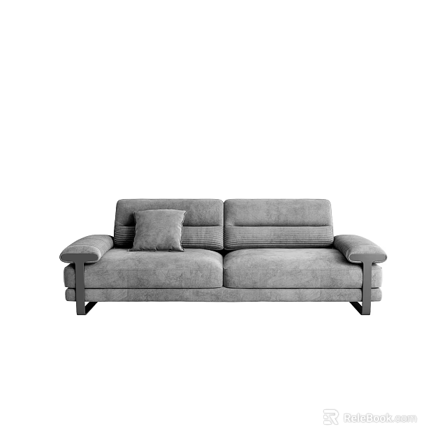 Modern Gray Fabric Multi Person Sofa With Armrests And Soft Cushions 3d model
