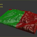 3D Mountain Terrain Model With Green Vegetation Snowy Peaks And Lakes