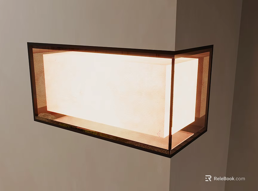 Modern Minimalist Corner Wall Light With Wooden Frame And Soft Illumination 3d model 