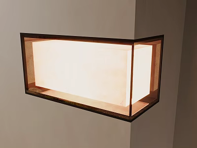 Modern Minimalist Corner Wall Light With Wooden Frame And Soft Illumination 3d model