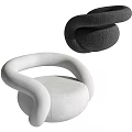 Modern Gray And White Curved Upholstered Armchair With Round Armrest Design
