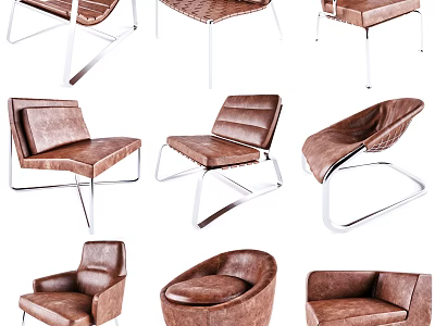 Modern Single Sofa Collection With Leather Upholstery And Metal Frame Designs 3d model