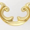 Golden Metal Carved Decorative Element With Intricate Curved Scroll Patterns 3d model