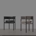 Modern Minimalist Dining Chairs With Black And Beige Upholstered Seats In Interior
