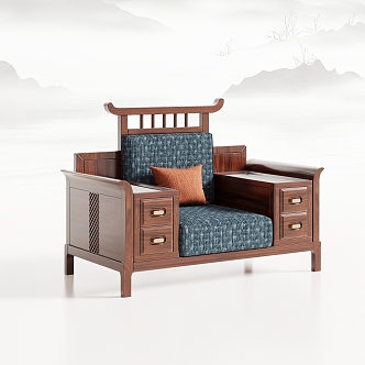 New Chinese Living Room Single Sofa 3d model