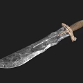 Ancient Forged Sword With Rough Blade Texture Leather Handle And Decorative Metal Guard