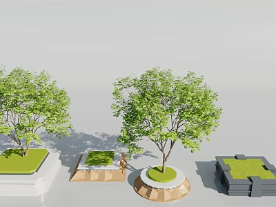 Modern tree pool tree pool seat sketch 3d model
