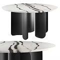 Modern Dining Table With White Marble Tabletop Black Veins And Black Curved Legs
