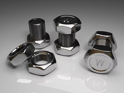 Durable High Quality Stainless Steel Metal Bolts And Nuts For Construction And Industrial Use 3d model