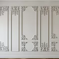 White Wall Decorative Lines With Carved Patterns And Panel Design 3d model