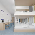 Spacious Bright Modern Shared Dormitory With Comfortable Bunk Beds And Practical Study Desks And Chairs