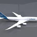 Lufthansa White Airliner With Blue Tail And Four Engines On Reflective Ground
