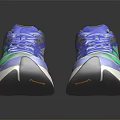 Blue And Green Running Shoes With Modern Striped Design And White Sole