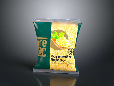 Tre Lac Grated Parmesan Cheese With 100 Percent Grain And Green Packaging Mint Leaf 3d model