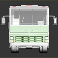Small Green And White Bus With Multiple Windows Reflective Surface And Number 2 Design