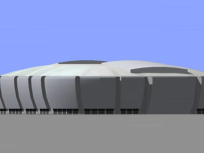 Modern Large Dome Building Exterior With Curved White Roof And Glass Facade Design 3d model