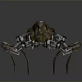 Game Movie Character Mechanical Biological Hybrid With Dinosaur Like Head Green Moss Covered Metal Legs