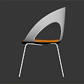 Modern Leisure Chair With Curved White Backrest Orange Seat And Chrome Metal Legs
