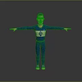 3D Character Wearing Blue Bodysuit With Number 4 On Chest Standing With Outstretched Arms
