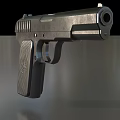 Sleek Tactical Pistol With Metallic Finish Textured Grip And Modern Detailed Structure