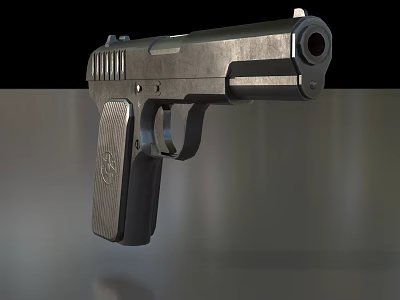 Sleek Tactical Pistol With Metallic Finish Textured Grip And Modern Detailed Structure 3d model