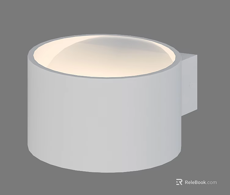Modern White Cylindrical Wall Light With Round Illuminated Top Design 3d model 