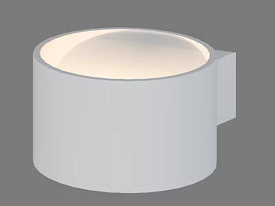 Modern White Cylindrical Wall Light With Round Illuminated Top Design 3d model