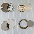 Modern Circular Ring Shaped Wall Decor With Gold Metallic Frames And Neutral Tones 3d model
