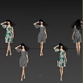 Woman Modeling Different Fashion Dresses In Various Poses With High Heels