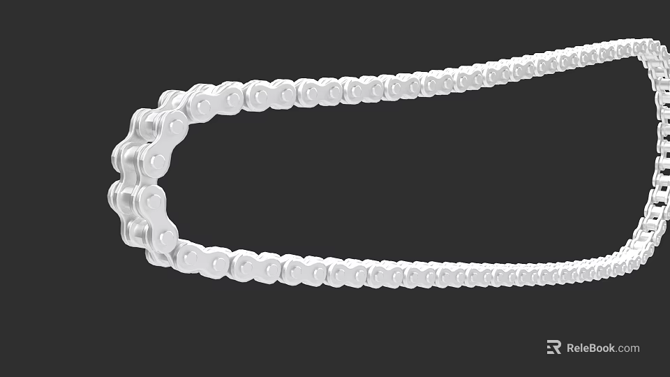 Shiny Silver Metal Chain With Detailed Interlocking Links On Black Background 3d model 