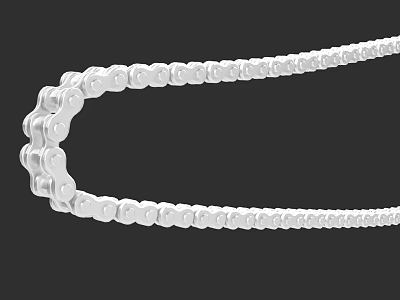 Shiny Silver Metal Chain With Detailed Interlocking Links On Black Background 3d model