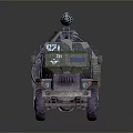 Military Tank Loaded on Camouflage Truck with Six Wheels and Rocket Launcher