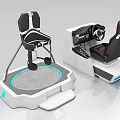 Modern Simulation Gaming Seats With Steering Wheel And Blue Lighting Base