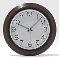 Classic Round Wall Clock With White Dial Black Numbers And Dark Brown Frame 3d model