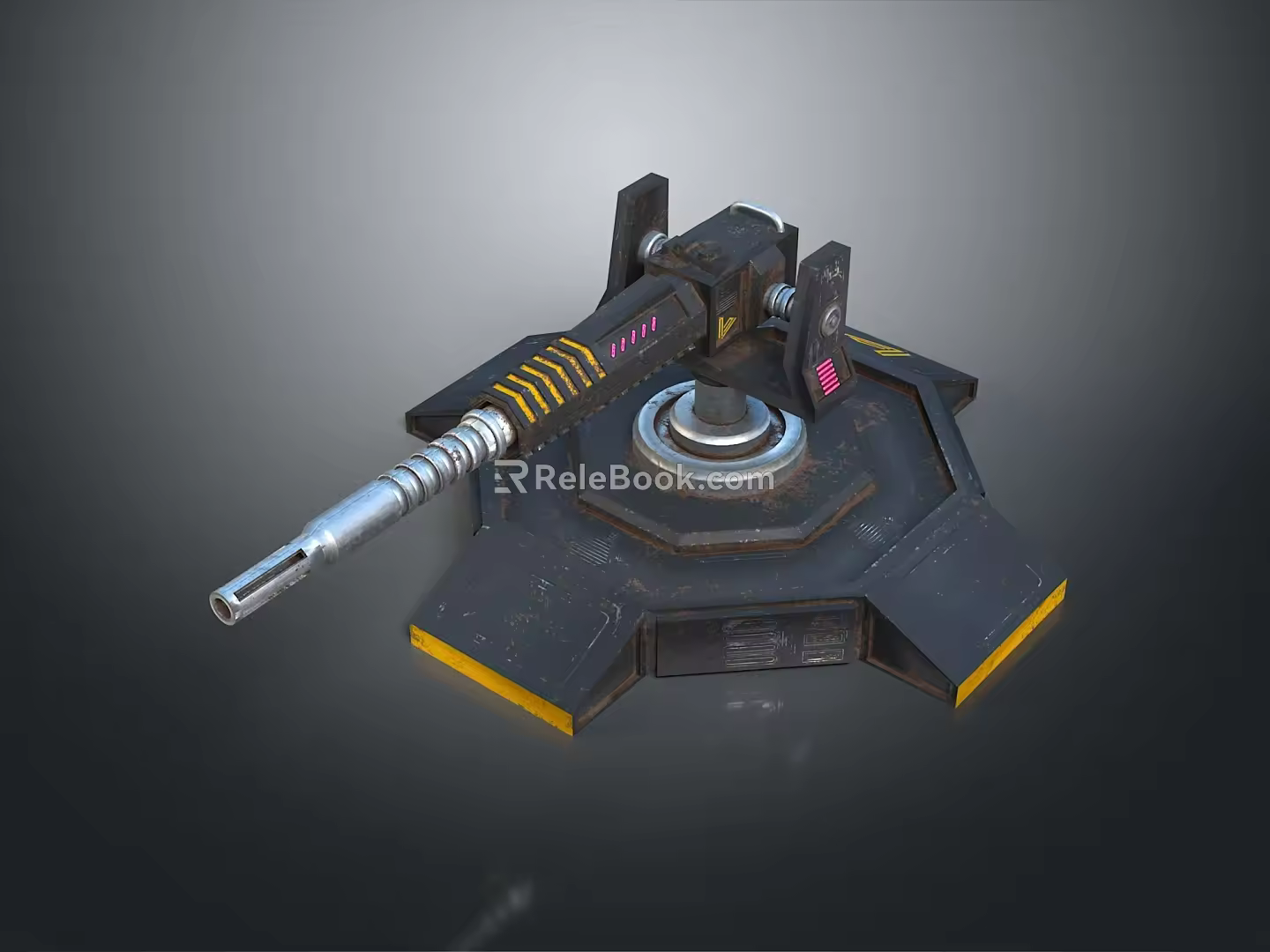 Turret Turntable Railgun Sci-fi Tower Defense Game Tower Defense Sci-fi Turret Game Turret Game Battery 3d model