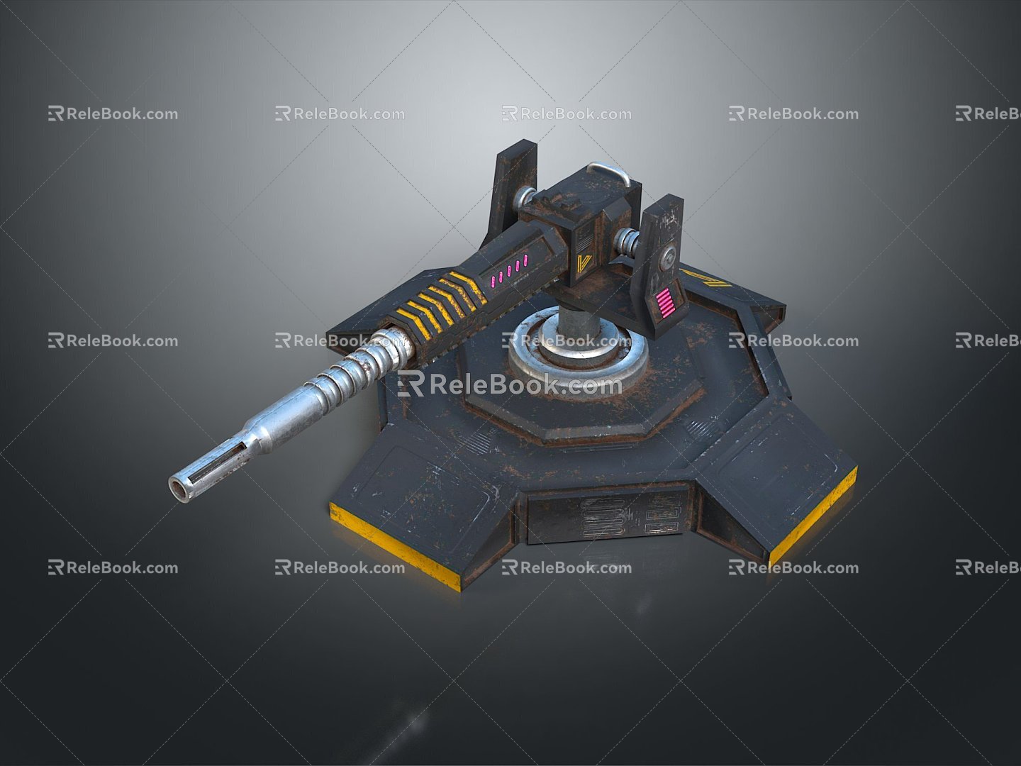 Turret Turntable Railgun Sci-fi Tower Defense Game Tower Defense Sci-fi Turret Game Turret Game Battery 3d model