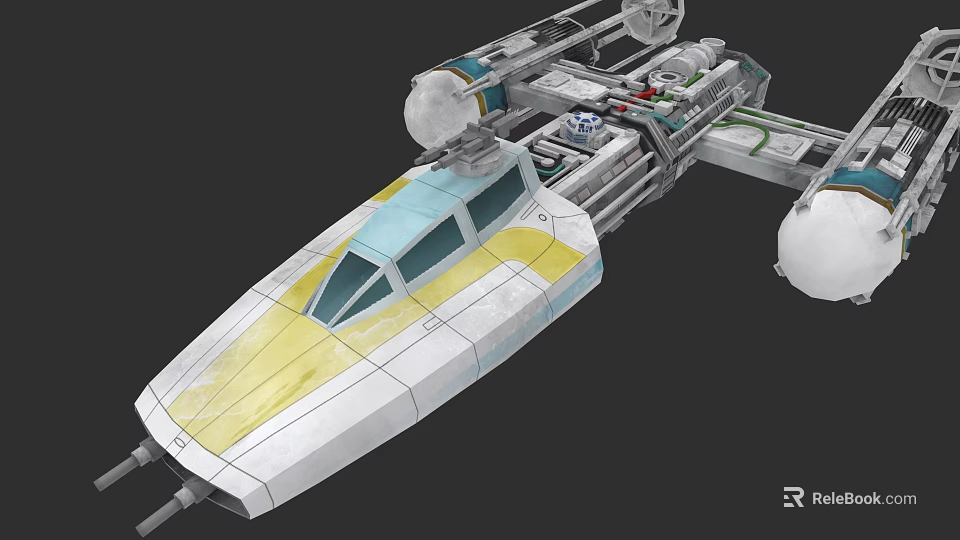 Sleek Fighter Jet With Yellow White Exterior Streamlined Structure And Cockpit 3d model 