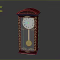 Classic Red Mantel Clock With Ornate Golden Decorations White Dial And Pendulum