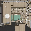 modern library reading room 3d model