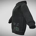Black Zip Up Hoodie With Green Graphics And Casual Streetwear Design