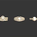 Three Elegant Gold Fashion Rings With Gemstone And Intricate Decorative Patterns