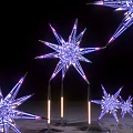 Star Shaped Art Installation Illuminated With Blue Purple Lights And Modern Design